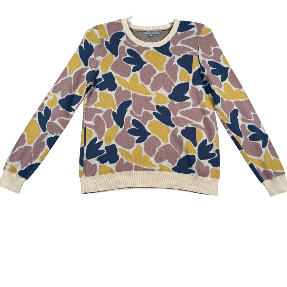 Daniel Rainn Women's Large Multicolor Abstract Print Cotton Knit Sweater
